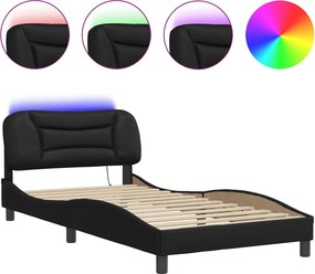 3213965 vidaXL Рамка за легло с LED без матрак Hvar черна 100x203 см