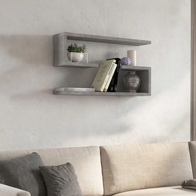 Jenika TopMebel меламинови 2 броя стенни рафтове в цвят бетонно сиво 60x14,5x18cm.