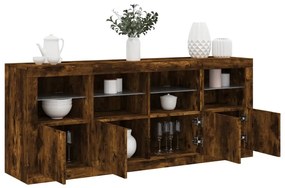 Sonata H Сайдборд с LED светлини, oпушен дъб, 163x37x67 см