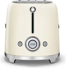 Тостер за хляб SMEG 50's Style TSF01CREU, 950W, 2 филии, 6 нива, Тавичка за трохи, Вграден кабел, Неръждаема стомана, Кремав