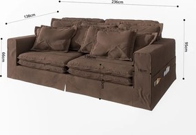 Тъмнокафяв диван 236 cm Nora – Ropez