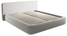 Светлосиво двойно тапицирано легло с място за съхранение и включена подматрачна рамка 180x200 cm Kiana – Makamii