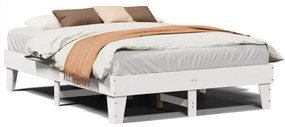 855353 vidaXL Рамка за легло без матрак, бял, 150x200 см, бор масив