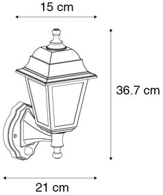 Антична стенна лампа златиста IP44 с детектор за движение - Capital