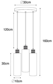 Модерна висяща лампа черна с опушено стъкло 3-светлина - Stavelot