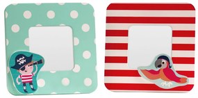 Червено-тюркоазени дървени рамки в комплект от 2 бр. 12x12 cm Pirate - Premier Housewares