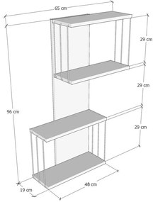 Двоен рафт от бор в антрацит и естествен цвят 65 cm Destan - Kalune Design