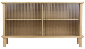 Витрина от масивен дъб с плъзгащи се врати в естествен цвят 135x73,5x48 cm Italic – UMAGE