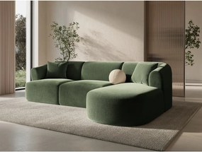 Зелен кадифен ъглов диван (десен ъгъл) Campi – Cosmopolitan Design