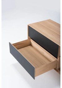 Черна/естествена маса за телевизор от масивен дъб 150x64 cm Fina – Gazzda