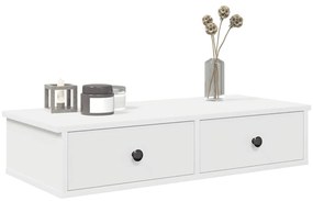 859950 vidaXL Стенен рафт с чекмеджета, бял, 80x34x17 см, инженерно дърво