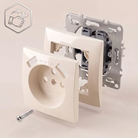 Единичен контакт със заземяване + 2x USB-A OSTE JNH003-G Beige