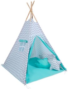 Детска палатка Baby Adventure Teepee Grey Wave Mint