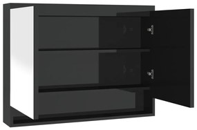 331531 vidaXL Шкаф с огледало за баня, 80x15x60 см, МДФ, сияйно черно