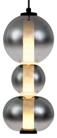 Арт Деко висяща лампа черна с опушено и прозрачно стъкло 3 светлини вкл. LED - Lizzy