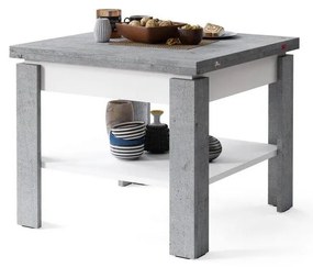 Разтегателна маса LIA с рафт, сив бетон/бял, за кафе и хранене