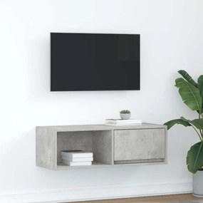 861460 vidaXL ТВ шкаф, бетонно сив, 80x31x25,5 см, инженерно дърво