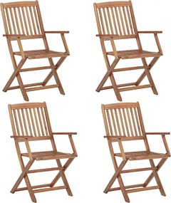 313602 vidaXL Сгъваеми градински столове, 4 бр, акация масив