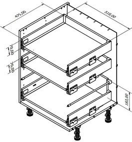 Подов шкаф Raval R-60-3MBOX-White - White glossy