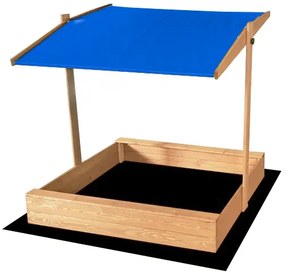 Детски пясъчник със син покрив 120 x 120 cm