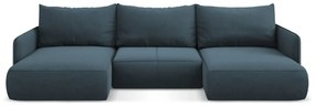 Син разтегателен ъглов диван с място за съхранение Nanea – Makamii