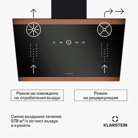 Klarstein FlashLine 60 абсорбатор, A++, 578 м³/ч, 3 степени, сензорен, тих, LED, извличане/рециркулация, 100 W