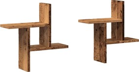 853252 vidaXL Стенни рафтове, 2 бр, старо дърво, 38x12x38 см, инженерно дърво