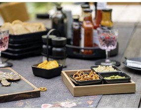 Черни керамични купи за сервиране в комплект от 4 части с поднос Elo - Wenko