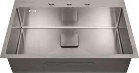 Кухненска мивка 7550 / 7750, Inter Ceramic, алпака, едно корито, със сифон, 75x50см