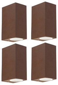 Комплект от 4 интелигентни стенни лампи ръждяво кафяви IP44 с 2 GU10 - Baleno