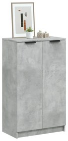 811443 vidaXL Шкаф за обувки, бетонно сив, 59x35x100,5 см, инженерно дърво