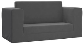 357036 vidaXL Детско диванче-легло, 2-местно, антрацит, мек плюш