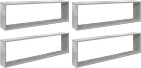 807092 vidaXL Стенни рафтове 4 бр бетонно сив 100x15x30 см инженерно дърво