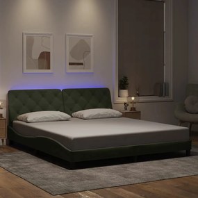 3213867 vidaXL Рамка за легло с LED осветление без матрак, светлосива, 180x200 см, кадифе