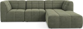 Зелен ъглов диван от прежда с примки от букле (десен ъгъл) Aloha – Makamii