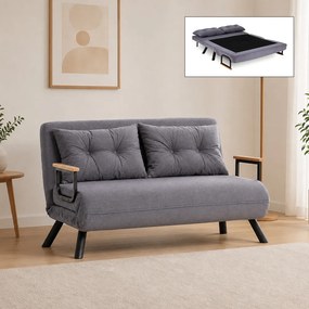 Тапициран двуместен разтегателен диван Sando TopMebel в сив цвят 133x78x78cm.