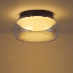 Таванна лампа в стил Арт Деко кафява с кехлибарено стъкло с включен LED и 3-степенно димиране - Thimble