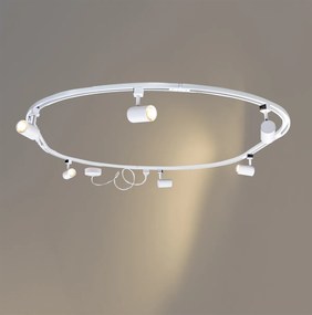 Модерна релсова система за осветление с 6 прожектора, бяла, 1-фазна, овална, 100 см - Iconic Jeana