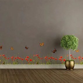 Декоративен стикер за стена Poppies &amp; Butterflies