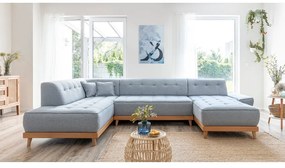 Светлосин U-образен разтегателен диван , ляв ъгъл Dazzling Daisy - Miuform