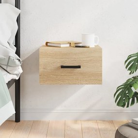 829826 vidaXL Нощно шкафче за стенен монтаж, сонома дъб, 35x35x20 см