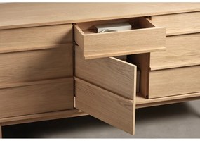 Нисък скрин с дъбов декор в естествен цвят 75x140 cm Ponza - Unique Furniture