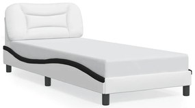 3207973 vidaXL Рамка за легло без матрак Hvar, бяла, черна, 90x190 см изкуствена кожа