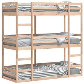 3284251 vidaXL Триетажно легло, 80x200 см, борово дърво масив