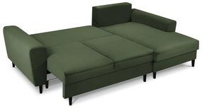 Зелен разтегателен ъглов диван с място за съхранение от рипсено кадифе (десен ъгъл) Kyoto – Cosmopolitan Design
