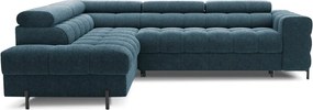 Син разтегателен ъглов диван с място за съхранение от букле (ляв ъгъл L форма) Ferucce – ELTAP