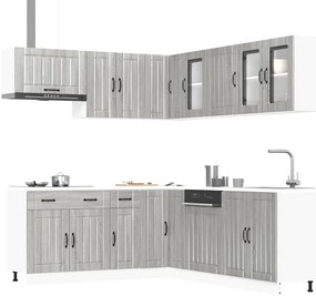 3314927 vidaXL Комплект кухненски шкафове от 11 части Lucca, инженерно дърво