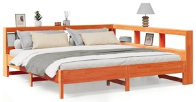 3324414 vidaXL Легло с етажерка за книги, без матрак, 180x200 см, бор масив