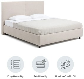 Бежово тапицирано двойно легло с място за съхранение и включена подматрачна рамка 180x200 cm Myra Bold – Bonami Selection