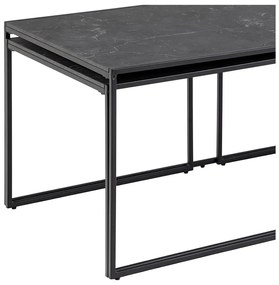 Матово черно масички за кафе в комплект от 3 бр. с плот от имитация на мрамор 60x120 cm Infinity – Actona